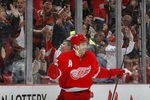 DETROIT, MI - DECEMBER 17:  Pavel Datsyuk #13 of the Detroit Red Wings celebrates his 2nd period goal against the Los Angeles Kings during their NHL game at Joe Louis Arena on December 17, 2011 in Detroit, Michigan.  (Photo by Dave Sandford/Getty Images)