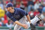 BOSTON, MA - SEPTEMBER 17:  Jeff Niemann #34 of the Tampa Bay Rays throws against the Boston Red Sox at Fenway Park September 17, 2011 in Boston, Massachusetts. (Photo by Jim Rogash/Getty Images)