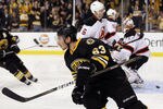 BOSTON, MA - NOVEMBER 15:  Brad Marchand #63 of the Boston Bruins celebrates his goal against Johan Hedberg #1 of the New Jersey Devils on November 15, 2011 at TD Garden in Boston, Massachusetts. The Boston Bruins defeated the New Jersey Devils 4-3.  (Photo by Elsa/Getty Images)