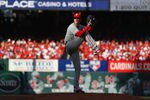 ST. LOUIS, MO - OCTOBER 4: Cole Hamels #35 of the Philadelphia Phillies pitches against the St. Louis Cardinals during game three of the National League Division Series at Busch Stadium on October 4, 2011 in St. Louis, Missouri.  (Photo by Dilip Vishwanat/Getty Images)