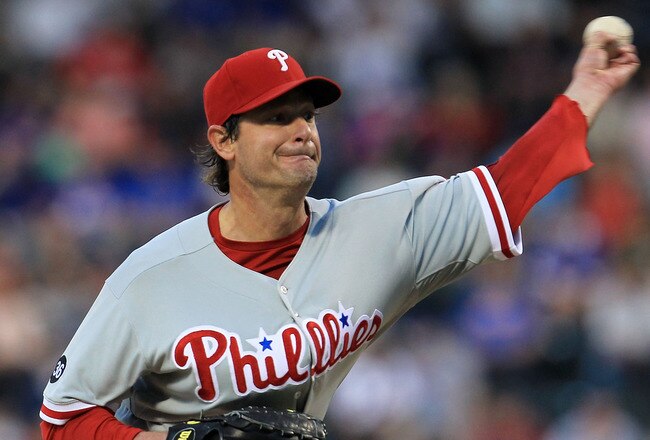 NEW YORK - MAY 25:  Jamie Moyer #52 of the Philadelphia Phillies pitches against the New York Mets on May 25, 2010 at Citi Field in the Flushing neighborhood of the Queens borough of New York City.  (Photo by Chris McGrath/Getty Images)