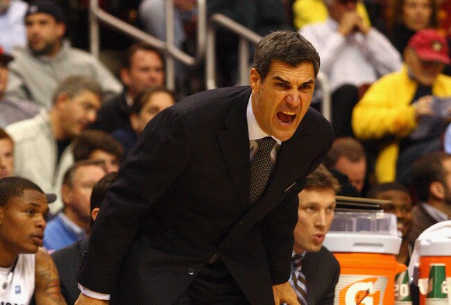 PHILADELPHIA, PA - JANUARY 11:  head coach Jay Wright of the Villanova Wildcats reacts against the Syracuse Orange at the Wells Fargo Center on January 11, 2012 in Philadelphia, Pennsylvania.  (Photo by Chris Chambers/Getty Images)