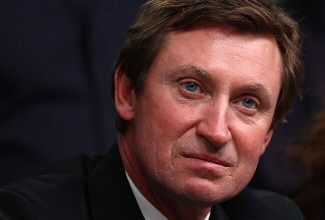 VANCOUVER, BC - FEBRUARY 12:  Hockey great Wayne Gretzky answers questions after lighting the Olympic torch during the Opening Ceremony afterwards at the Main Press Centre during the Vancouver 2010 Winter Olympics on February 12, 2010 in Vancouver, Canada.  (Photo by Alex Livesey/Getty Images)