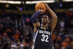 PHOENIX - NOVEMBER 05:  O.J. Mayo #32 of the Memphis Grizzlies shoots a free throw shot during the NBA game against the Phoenix Suns at US Airways Center on November 5, 2010 in Phoenix, Arizona. NOTE TO USER: User expressly acknowledges and agrees that, by downloading and or using this photograph, User is consenting to the terms and conditions of the Getty Images License Agreement.  (Photo by Christian Petersen/Getty Images)
