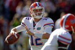 COLUMBIA, SC - NOVEMBER 12:  John Brantley #12 of the Florida Gators drops back to pass against the South Carolina Gamecocks during their game at Williams-Brice Stadium on November 12, 2011 in Columbia, South Carolina.  (Photo by Streeter Lecka/Getty Images)