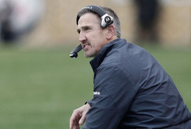 PITTSBURGH, PA - DECEMBER 24:  Head coach Steve Spagnuolo of St. Louis Rams watches his team play against the Pittsburgh Steelers during the Christmas Eve game on December 24, 2011 at Heinz Field in Pittsburgh, Pennsylvania.  (Photo by Jared Wickerham/Getty Images)