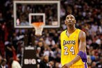 MIAMI, FL - JANUARY 19:  Kobe Bryant #24 of the Los Angeles Lakers looks on during a game against the Miami Heat at American Airlines Arena on January 19, 2012 in Miami, Florida. NOTE TO USER: User expressly acknowledges and agrees that, by downloading and/or using this Photograph, User is consenting to the terms and conditions of the Getty Images License Agreement.  (Photo by Mike Ehrmann/Getty Images)