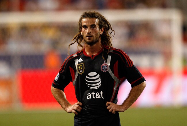HARRISON, NJ - JULY 27:  Kyle Beckerman #5 of the MLS All-Stars looks on during the second half against the Manchester United during the MLS All-Star Game at Red Bull Arena on July 27, 2011 in Harrison, New Jersey.  (Photo by Mike Stobe/Getty Images for the New York Red Bulls)