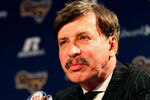 EARTH CITY, MO - JANUARY 17: St. Louis Rams owner Stan Kroenke addresses the media during a press conference at the Russell Training Center on January 17, 2012 in Earth City, Missouri.  (Photo by Dilip Vishwanat/Getty Images)