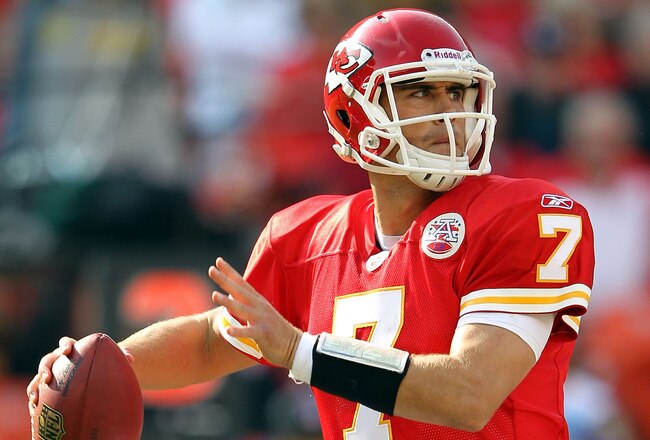 KANSAS CITY, MO - NOVEMBER 06:  Quarterback Matt Cassel #7 of the Kansas City Chiefs passes during the game against the Miami Dolphins on November 6, 2011 at Arrowhead Stadium in Kansas City, Missouri.  (Photo by Jamie Squire/Getty Images)