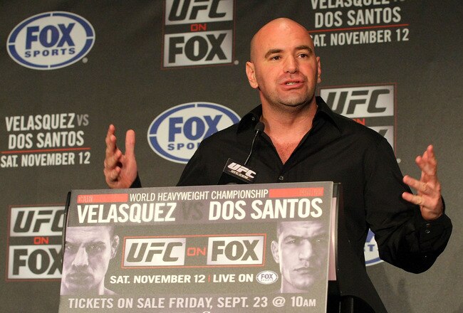 HOLLYWOOD, CA - SEPTEMBER 20:  UFC President Dana White speaks during the UFC on Fox: Velasquez v Dos Santos - Press Conference at W Hollywood on September 20, 2011 in Hollywood, California.  (Photo by Victor Decolongon/Getty Images)
