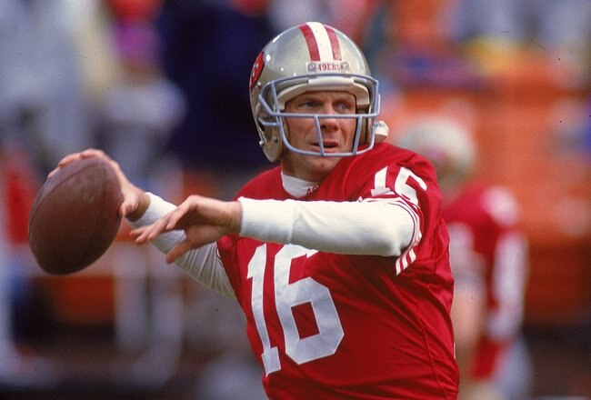 9 Jan 1993:  Joe Montana #16 of the San Francisco 49ers gets ready to pass the ball during a NFC Division Play-off Game against the Washington Redskins at the RFK Stadium in Washington, D.C. The 49ers defeated the Redskins 20-13. Mandatory Credit: Otto Greule Jr.  /Allsport