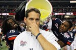 ATLANTA, GA - DECEMBER 31:  Head coach Gene Chizik of the Auburn Tigers prepares to get dunked after their 43-24 win over the Virginia Cavaliers during the 2011 Chick Fil-A Bowl at Georgia Dome on December 31, 2011 in Atlanta, Georgia.  (Photo by Kevin C. Cox/Getty Images)