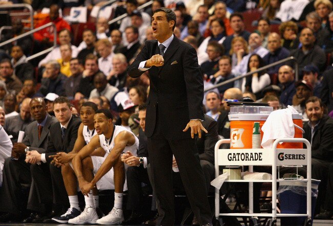 PHILADELPHIA, PA - JANUARY 11:  Head coach Jay Wright of the Villanova Wildcats reacts as he coaches against the Syracuse Orange at the Wells Fargo Center on January 11, 2012 in Philadelphia, Pennsylvania.  (Photo by Chris Chambers/Getty Images)