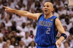 MIAMI, FL - JUNE 12:  Jason Kidd #2 of the Dallas Mavericks gestures on court against the Miami Heat in Game Six of the 2011 NBA Finals at American Airlines Arena on June 12, 2011 in Miami, Florida. NOTE TO USER: User expressly acknowledges and agrees that, by downloading and/or using this Photograph, user is consenting to the terms and conditions of the Getty Images License Agreement.  (Photo by Ronald Martinez/Getty Images)