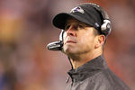 CINCINNATI, OH - JANUARY 01:  John Harbaugh the head coach of the Baltimore Ravens watches the action during the NFL game against  the Cincinnati Bengals at Paul Brown Stadium on January 1, 2012 in Cincinnati, Ohio.  (Photo by Andy Lyons/Getty Images)