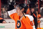 PHILADELPHIA, PA - JANUARY 07:  Danny Briere #48 of the Philadelphia Flyers waves to the crowd after scoring the game winning goal in overtime and a hat trick against the Ottawa Senators at Wells Fargo Center on January 7, 2012 in Philadelphia, Pennsylvania.  (Photo by Nick Laham/Getty Images)
