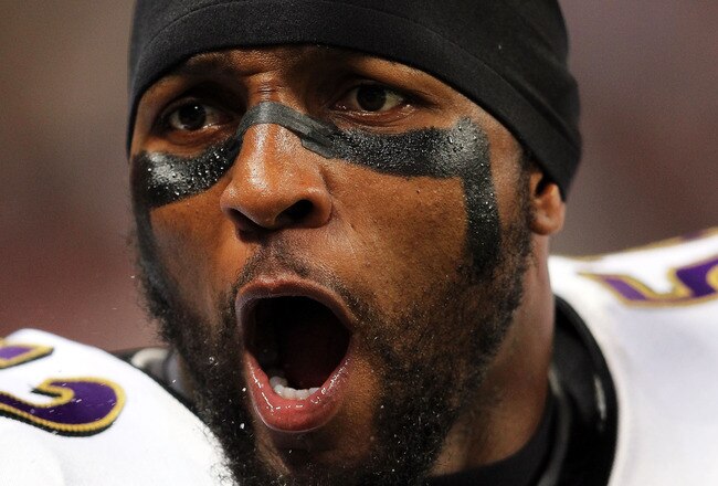 ST LOUIS, MO - SEPTEMBER 25:  Ray Lewis #52 of the Baltimore Ravens yells during the game on against the St. Louis Rams September 25, 2011 at the Edward Jones Dome in St Louis, Missouri.  (Photo by Jamie Squire/Getty Images)
