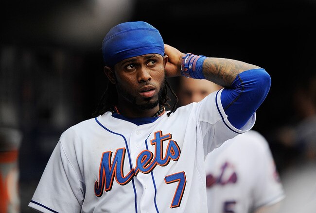 NEW YORK, NY - SEPTEMBER 25:  Jose Reyes #7 of the New York Mets looks on during the eighth inning during a game against the Philadelphia Phillies at Citi Field on September 25, 2011 in the Flushing neighborhood of the Queens borough of New York City.  (Photo by Patrick McDermott/Getty Images)