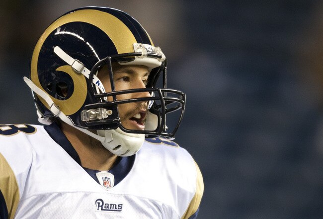 SEATTLE, WA - DECEMBER 12:  Sam Bradford #8 of the St. Louis Rams before the game against the Seattle Seahawks at CenturyLink Field December 12, 2011 in Seattle, Washington. (Photo by Jay Drowns/Getty Images)