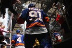UNIONDALE, NY - JANUARY 16: John Tavares #91 of the New York Islanders walks out to play against the Nashville Predators at the Nassau Veterans Memorial Coliseum on January 16, 2012 in Uniondale, New York.  (Photo by Bruce Bennett/Getty Images)