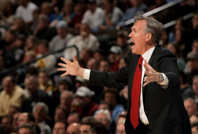 DENVER - MARCH 05:  Head coach Mike D'Antonio of the Phoenix Suns reacts to a call by the officials as he faces the Denver Nuggets during NBA action at the Pepsi Center on March 5, 2008 in Denver, Colorado. The Nuggets defeated the Suns 126-113. NOTE TO USER: User expressly acknowledges and agrees that, by downloading and or using this photograph, User is consenting to the terms and conditions of the Getty Images License Agreement. (Photo by Doug Pensinger/Getty Images)