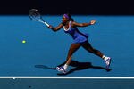 MELBOURNE, AUSTRALIA - JANUARY 19:  Serena Williams of the United States of America plays a forehand in her second round match against Barbora Zahlavova Strycova of the Czech Republic during day four of the 2012 Australian Open at Melbourne Park on January 19, 2012 in Melbourne, Australia.  (Photo by Ryan Pierse/Getty Images)