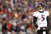 FOXBORO, MA - JANUARY 22:  Joe Flacco #5 of the Baltimore Ravens looks on after a play against the New England Patriots during their AFC Championship Game at Gillette Stadium on January 22, 2012 in Foxboro, Massachusetts.  (Photo by Jim Rogash/Getty Images)