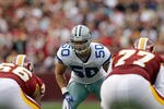 LANDOVER, MD - NOVEMBER 20:  Sean Lee #50 of the Dallas Cowboys lines up against the Washington Redskins offense at FedExField on November 20, 2011 in Landover, Maryland.  (Photo by Rob Carr/Getty Images)