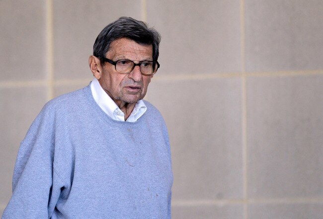 UNIVERSITY PARK, PA - NOVEMBER 08: Penn State University head football coach Joe Paterno leaves the team's football building on November 8, 2011 in University Park, Pennsylvania. Amid allegations that former assistant Jerry Sandusky was involved with child sex abuse, Paterno's weekly news conference was canceled about an hour before it was scheduled to occur. (Photo by Rob Carr/Getty Images)