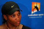 MELBOURNE, AUSTRALIA - JANUARY 23:  Serena Williams of the United States of America speaks to the media in a press conference after losing her fourth round match against Ekaterina Makarova of Russia during day eight of the 2012 Australian Open at Melbourne Park on January 23, 2012 in Melbourne, Australia.  (Photo by Lucas Dawson/Getty Images)