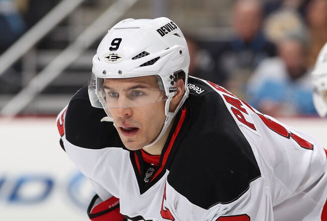 PITTSBURGH, PA - JANUARY 07:  Zach Parise #9 of the New Jersey Devils during the NHL game against the Pittsburgh Penguins at Consol Energy Center on January 7, 2012 in Pittsburgh, Pennsylvania.  The Devils defeated the Penguins 3-1.  (Photo by Christian Petersen/Getty Images)