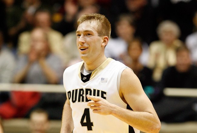 WEST LAFAYETTE, IN - JANUARY 12:  Robbie Hummel #4 of the Purdue Boilermakers runs during the Big Ten game against the Ohio State Buckeyes at Mackey Arena on January 12, 2010 in West Lafayette, Indiana. Ohio State won 70-66.  (Photo by Andy Lyons/Getty Images)