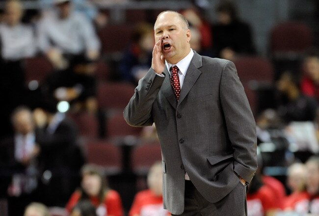 LAS VEGAS, NV - MARCH 06:  Head coach Randy Bennett of the Saint Mary's Gaels appears on the court during a semifinal game of the Zappos.com West Coast Conference Basketball tournament against the Santa Clara Broncos at the Orleans Arena March 6, 2011 in Las Vegas, Nevada. Saint Mary's won 73-64.  (Photo by Ethan Miller/Getty Images)