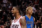 PORTLAND, OR - APRIL 21:  LaMarcus Aldridge #12 of the Portland Trail Blazers celebrates a dunk against the Dallas Mavericks in Game Three of the Western Conference Quarterfinals in the 2011 NBA Playoffs on April 21, 2011 at the Rose Garden in Portland, Oregon. NOTE TO USER: User expressly acknowledges and agrees that, by downloading and or using this photograph, User is consenting to the terms and conditions of the Getty Images License Agreement.  (Photo by Jonathan Ferrey/Getty Images)
