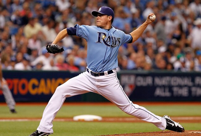 ST PETERSBURG, FL - OCTOBER 04:  Pitcher Matt Moore #55 of the Tampa Bay Rays pitches against the Texas Rangers during Game Four of the American League Division Series at Tropicana Field on October 4, 2011 in St. Petersburg, Florida.  (Photo by J. Meric/Getty Images)