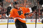 PHILADELPHIA, PA - JANUARY 22:  Scott Hartnell #19 of the Philadelphia Flyers celebrates his third goal of the second period against the Boston Bruins on January 22, 2012 at Wells Fargo Center in Philadelphia, Pennsylvania.  (Photo by Jim McIsaac/Getty Images)