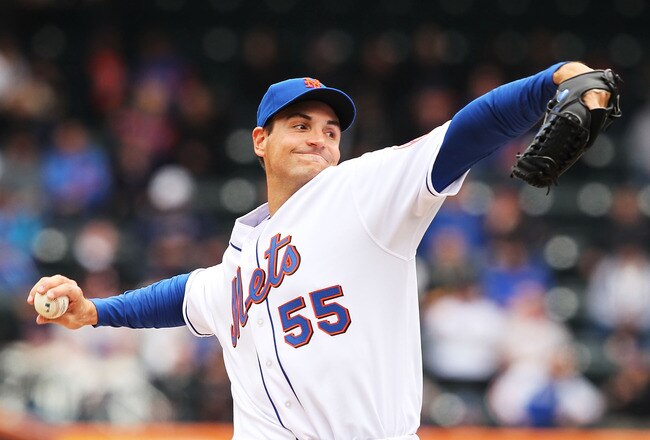 NEW YORK, NY - APRIL 10:  Chris Young #55 of the New York Mets pitches against the Washington Nationals during their game on April 10, 2011 at Citi Field in the Flushing neighborhood of the Queens borough of New York City.  (Photo by Al Bello/Getty Images)