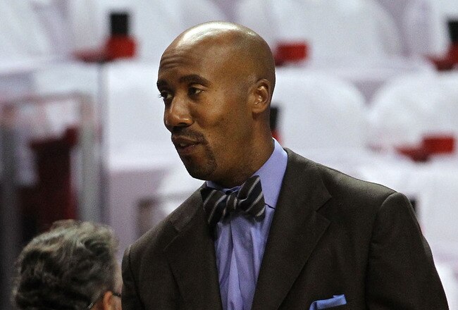 MIAMI, FL - MAY 31:  Caron Butler #4 of the Dallas Mavericks talks with Bruce Bowen of ESPN before Game One of the 2011 NBA Finals against the Miami Heat at American Airlines Arena on May 31, 2011 in Miami, Florida. Butler is on the inactive roster. NOTE TO USER: User expressly acknowledges and agrees that, by downloading and/or using this Photograph, user is consenting to the terms and conditions of the Getty Images License Agreement.  (Photo by Ronald Martinez/Getty Images)