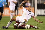 GLENDALE, AZ - JANUARY 21:  Jermaine Jones #8 of USA battles for the ball with Jose Velasquez #4 of Venezuela during the first half of the friendly match at University of Phoenix Stadium on January 21, 2012 in Glendale, Arizona. USA defeated Venezuela 1-0.  (Photo by Christian Petersen/Getty Images)