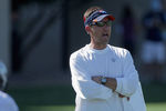 ENGLEWOOD, CO - JULY 28:  Dennis Allen, Defensive Coordinator of the Denver Broncos directs the defense during training camp at the Paul D. Bowlen Memorial Broncos Centre at Dove Valley on July 28, 2011 in Englewood, Colorado.  (Photo by Doug Pensinger/Getty Images)
