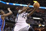 MEMPHIS, TN - MAY 07:  O.J. Mayo #32 of the  Memphis Grizzlies shoots the ball during the game against the Oklahoma City Thunder in Game Three of the Western Conference Semifinals in the 2011 NBA Playoffs at FedExForum on May 7, 2011 in Memphis, Tennessee.The Grizzlies won in overtime 101-93. NOTE TO USER: User expressly acknowledges and agrees that, by downloading and/or using this Photograph, User is consenting to the terms and conditions of the Getty Images License Agreement.  (Photo by Andy Lyons/Getty Images)