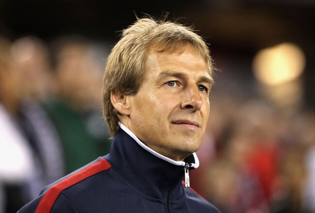 GLENDALE, AZ - JANUARY 21:  Head coach Jurgen Klinsmann of USA looks on during the friendly match against Venezuela at University of Phoenix Stadium on January 21, 2012 in Glendale, Arizona.   USA defeated Venezuela 1-0.  (Photo by Christian Petersen/Getty Images)