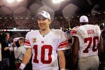 SAN FRANCISCO, CA - JANUARY 22:  Eli Manning #10 of the New York Giants celebrates after the GIants won 20-17 in overtime against the San Francisco 49ers during the NFC Championship Game at Candlestick Park on January 22, 2012 in San Francisco, California.  (Photo by Doug Pensinger/Getty Images)