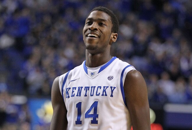 LEXINGTON, KY - JANUARY 21:  Michael Kidd-Gilchrist #14 of the Kentucky Wildcats celebrates during the game against the Alabama Crimson Tide at Rupp Arena on January 21, 2012 in Lexington, Kentucky.  (Photo by Andy Lyons/Getty Images)