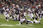 FOXBORO, MA - JANUARY 14:  Stevan Ridley #22 of the New England Patriots runs with the ball against the Denver Broncos during their AFC Divisional Playoff Game at Gillette Stadium on January 14, 2012 in Foxboro, Massachusetts.  (Photo by Jim Rogash/Getty Images)