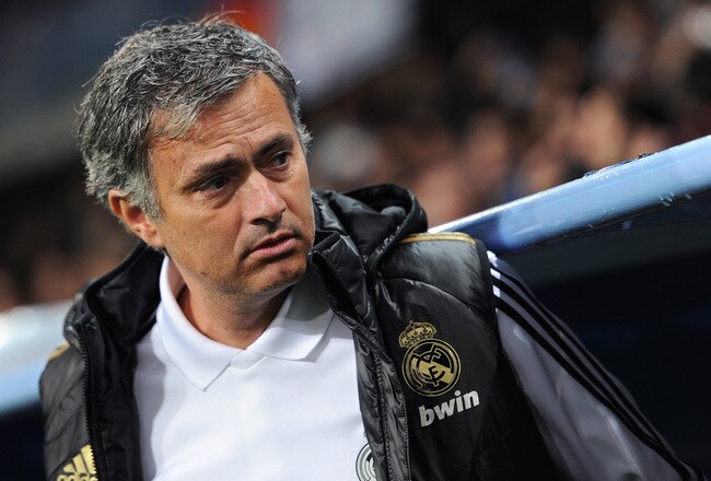 MALAGA, SPAIN - JANUARY 10: Head coach Jose Mourinho of Real Madrid prior to the start of the round of 16 Copa del Rey second leg match between Malaga and Real Madrid at La Rosaleda Stadium on January 10, 2012 in Malaga, Spain.  (Photo by Jasper Juinen/Getty Images)
