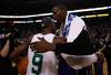 BOSTON - MAY 28:  Dwight Howard #12 of the Orlando Magic congratulates Rajon Rondo #9 of the Boston Celtics after the Celtics won 96-84 in Game Six of the Eastern Conference Finals during the 2010 NBA Playoffs at TD Garden on May 28, 2010 in Boston, Massachusetts.  NOTE TO USER: User expressly acknowledges and agrees that, by downloading and/or using this Photograph, user is consenting to the terms and conditions of the Getty Images License Agreement.  (Photo by Chris Chambers/Getty Images)