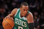NEW YORK, NY - DECEMBER 25: Rajon Rondo #9 of the Boston Celtics drives to the basket during the first half against the New York Knicks at Madison Square Garden on December 25, 2011 in New York City. NOTE TO USER: User expressly acknowledges and agrees that, by downloading and or using this photograph, User is consenting to the terms and conditions of the Getty Images License Agreement. (Photo by Christopher Pasatieri/Getty Images)