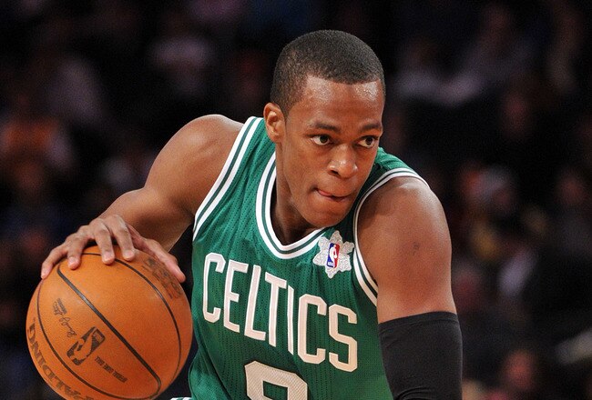 NEW YORK, NY - DECEMBER 25: Rajon Rondo #9 of the Boston Celtics drives to the basket during the first half against the New York Knicks at Madison Square Garden on December 25, 2011 in New York City. NOTE TO USER: User expressly acknowledges and agrees that, by downloading and or using this photograph, User is consenting to the terms and conditions of the Getty Images License Agreement. (Photo by Christopher Pasatieri/Getty Images)